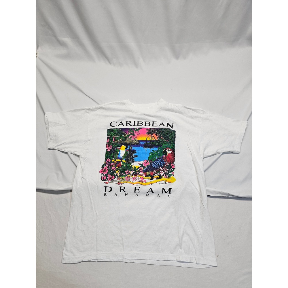 Tropic Plus‎ Caribbean Dream Bahamas Vintage Graphic T-Shirt White Mens Large